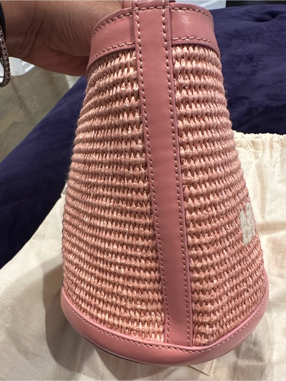 Marni Pink Woven Bucket Tote with Leather Trim - Picture 13 of 15